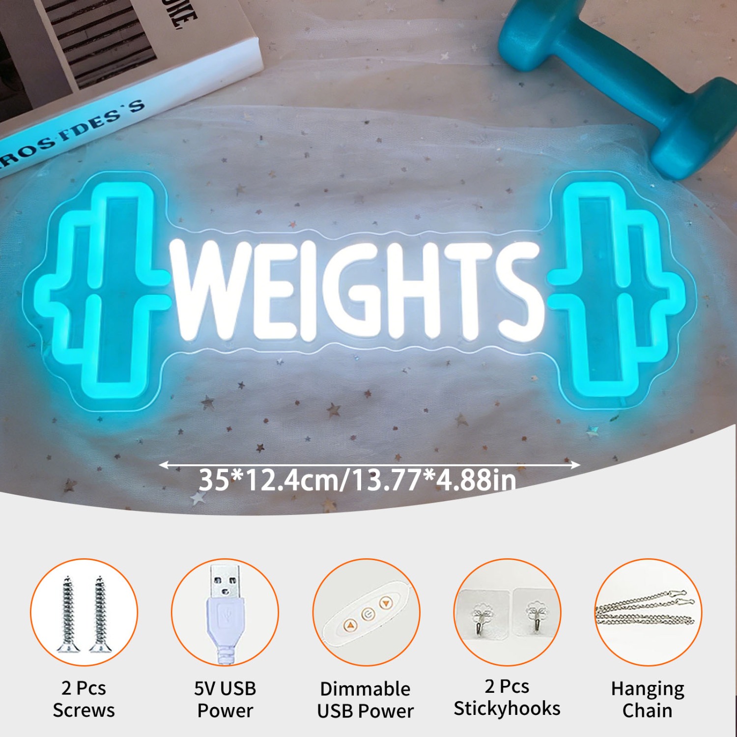 Weights Dumbbell Neon Sign LED - đánh giá và giá Home Gym Neon Sign
