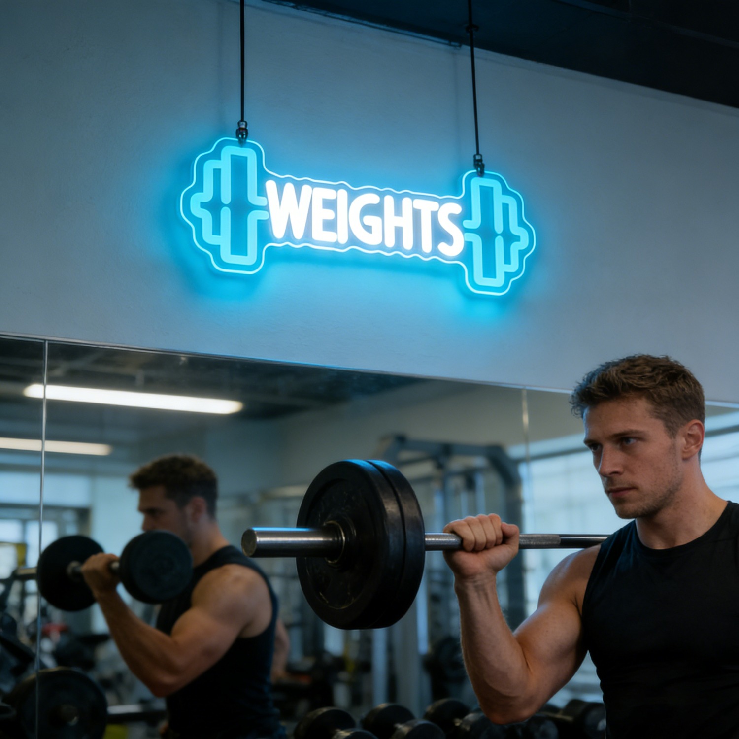 Weights Dumbbell Neon Sign LED - đánh giá và giá Home Gym Neon Sign
