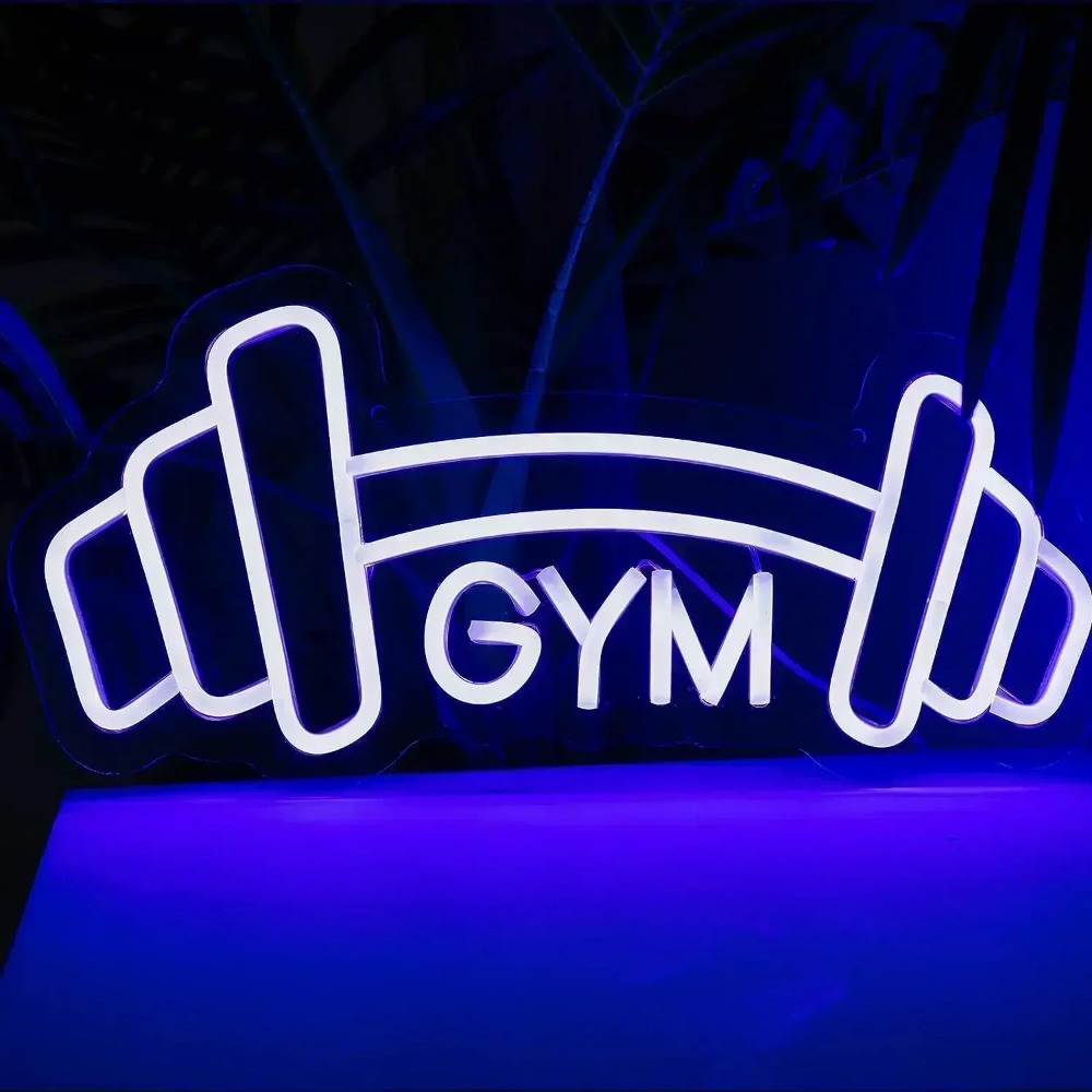 Barbell Gym Neon Sign Blue Dum - đánh giá và giá Home Gym Neon Sign