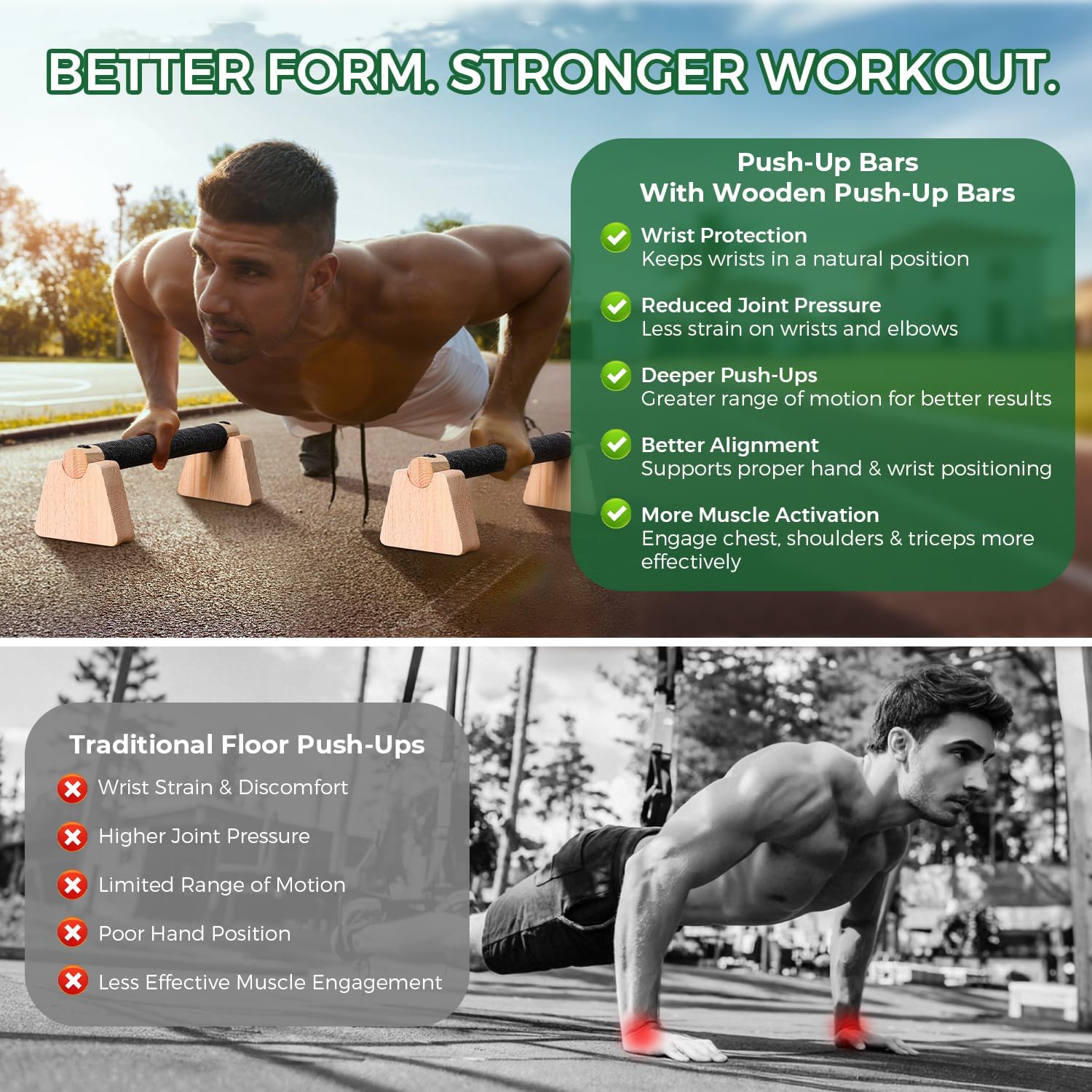 Wooden Push Up Bars, Handstand - đánh giá và giá Home Gym Routine