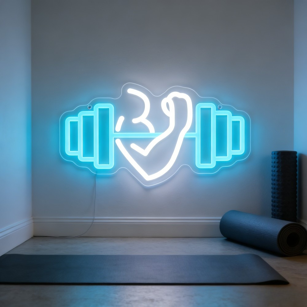 Bicep Dumbbell Neon Sign LED W - đánh giá và giá Home Gym Neon Sign
