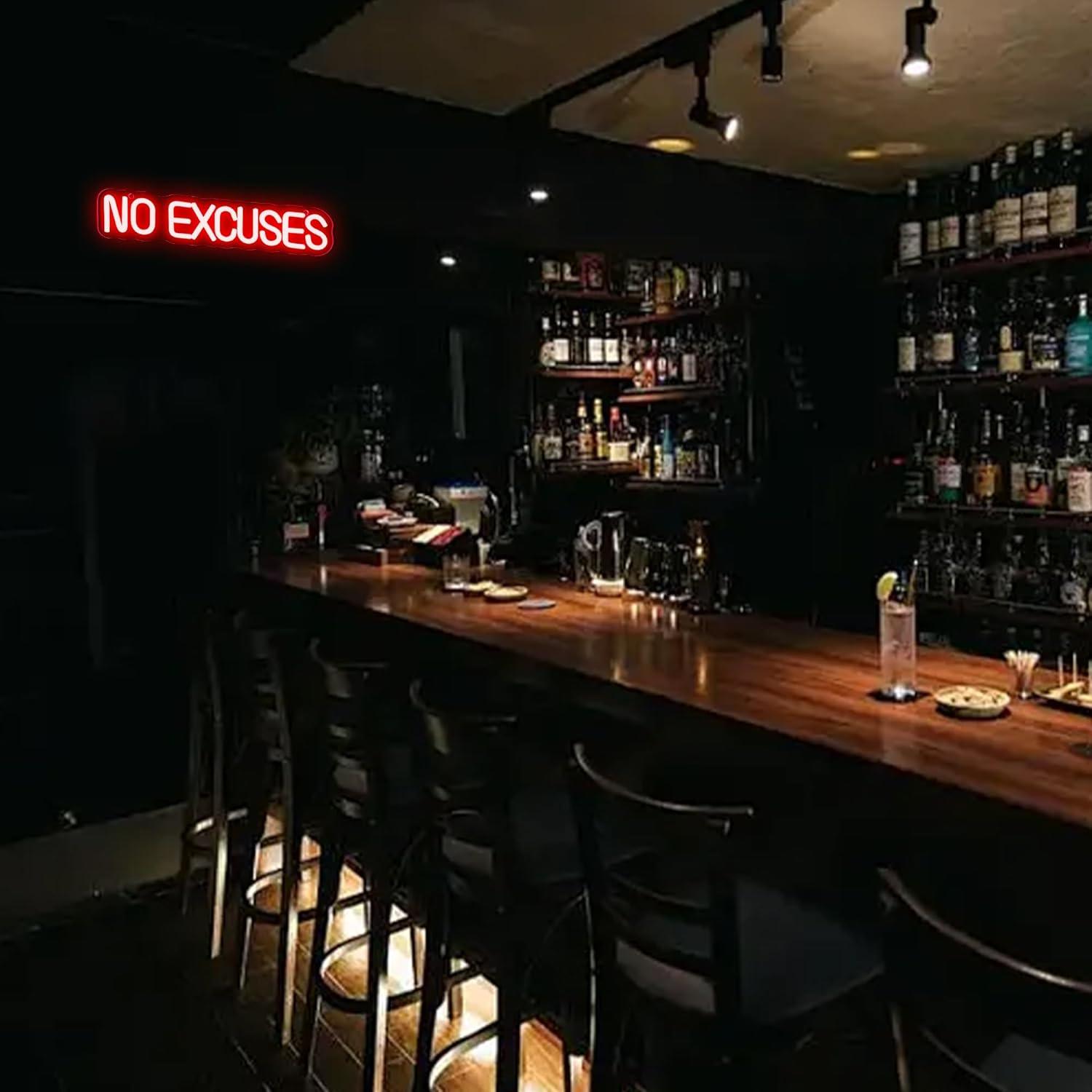 No Excuses Neon Sign USB Dimma - đánh giá và giá Home Gym Neon Sign